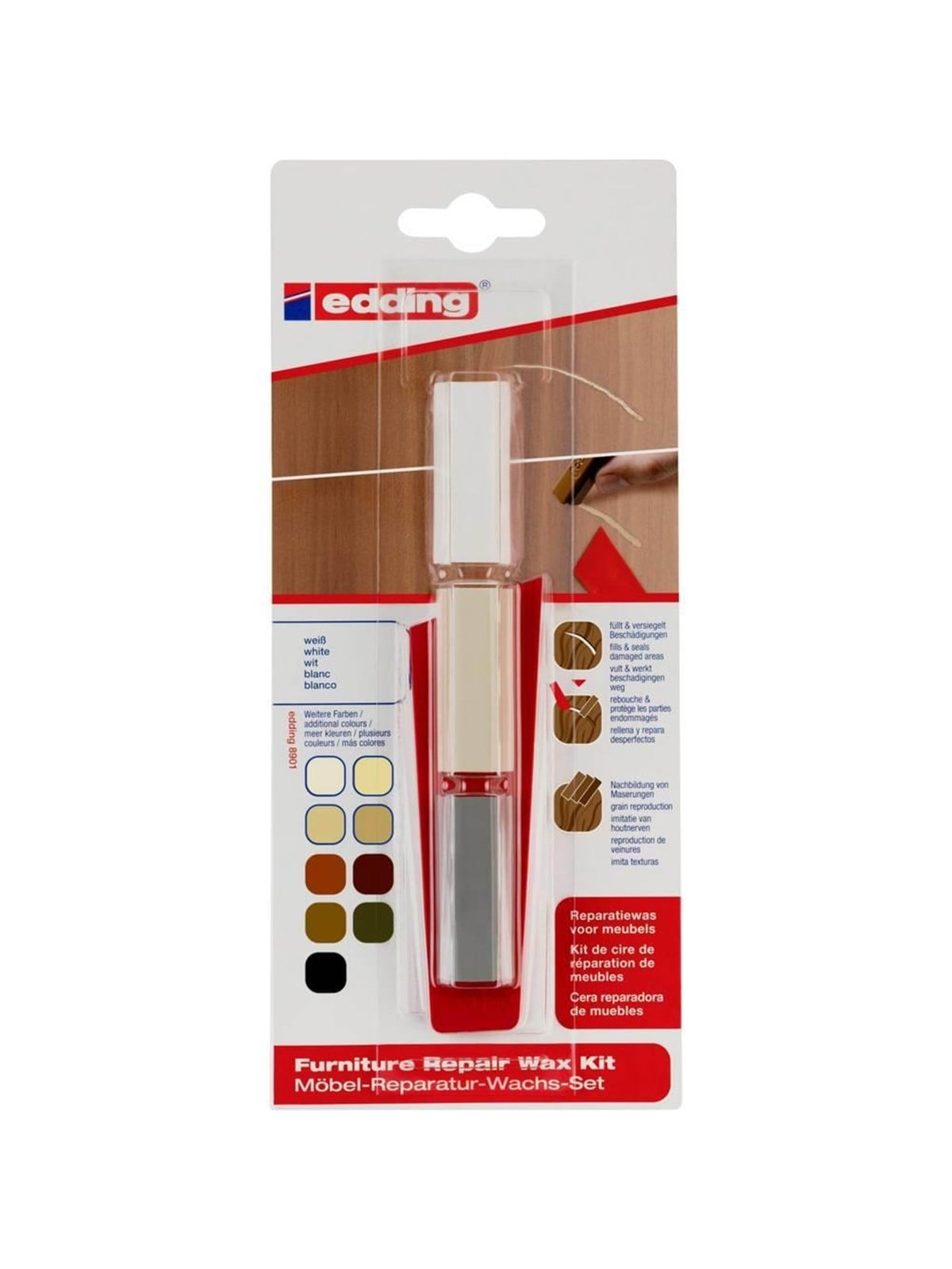Edding e-8901 furniture repair wax kit white