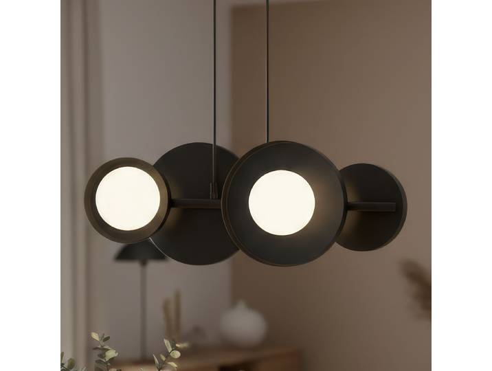 Pendelleuchte Model 53 x 120 x 23cm Schwarz/Schwarz 4 Opalglas, Stahl G9