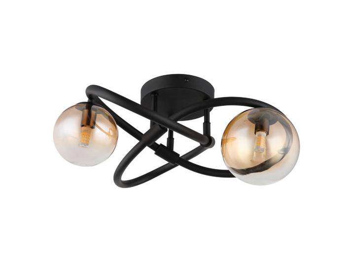 Globo Led-Deckenleuchte, Klar, Schwarz, Metall, Glas, F, 41x20x41 cm, CE, LED-Leuchtmittel austauschbar, Lampen & Leuchten, Innenbeleuchtung, Deckenlampe, Deckenlampen