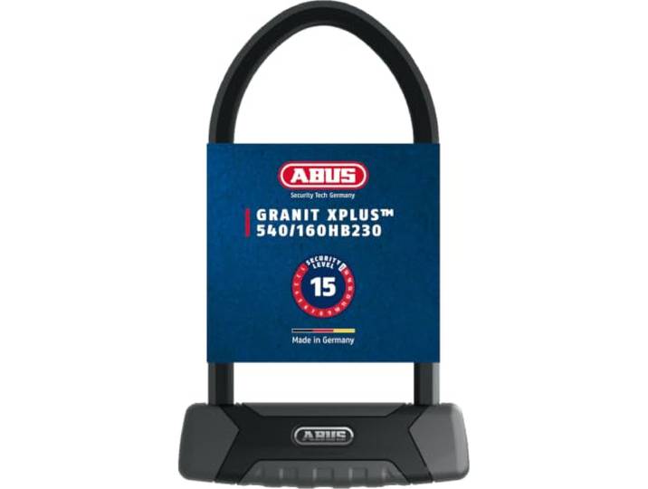 ABUS Bügelschloss Granit XPlus 540 + USH-Halterung - Fahrradschloss mit 13 mm starkem Bügel und XPlus Zylinder - ABUS-Sicherheitslevel 15-230 mm Bügelhöhe