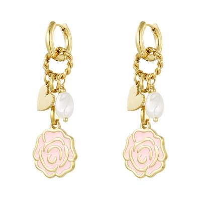 Paar Ohrhänger ADELIA´S "Ohrringe Ohrhänger mit Rosenmotiv aus Edelstahl", Damen, Gr. Damen, gold (rosa), Ohrringe, Rosenanhänger als modischer Akzent bei diesem Modeschmuck