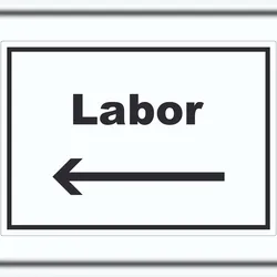HB-Druck Labor Aufkleber mit Text und Richtungspfeil links untersuchen forschen waagerecht A8 (52x74mm)