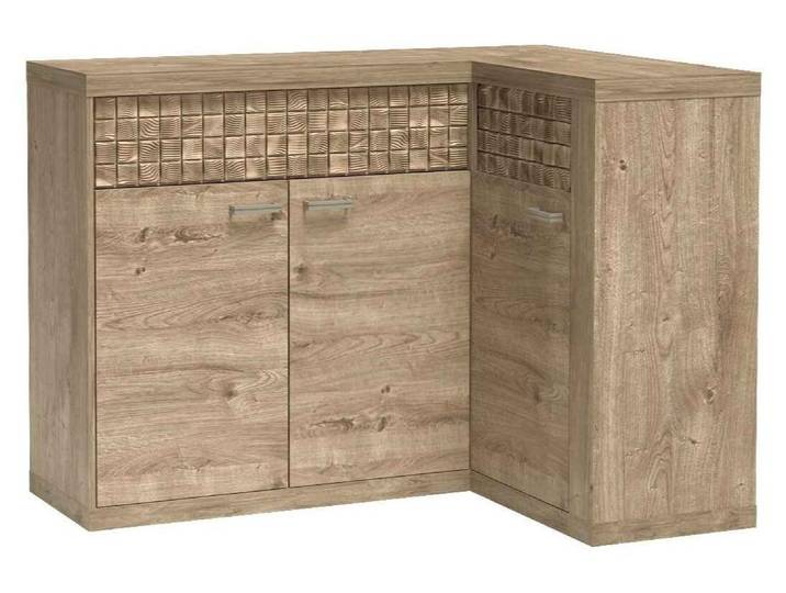 Masseno Kommode YASUO 132 cm Sideboard mit Schubladen und 3 Türen für Wohnzimmer Schlafzimmer Modern 132x40,5x99 cm Eichefarben