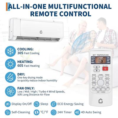Garvee 12000 BTU Mini Split Air Conditioner & Heater - Energy Saving 230V SEER2 21 Ductless Wall Mount AC Unit with WiFi,