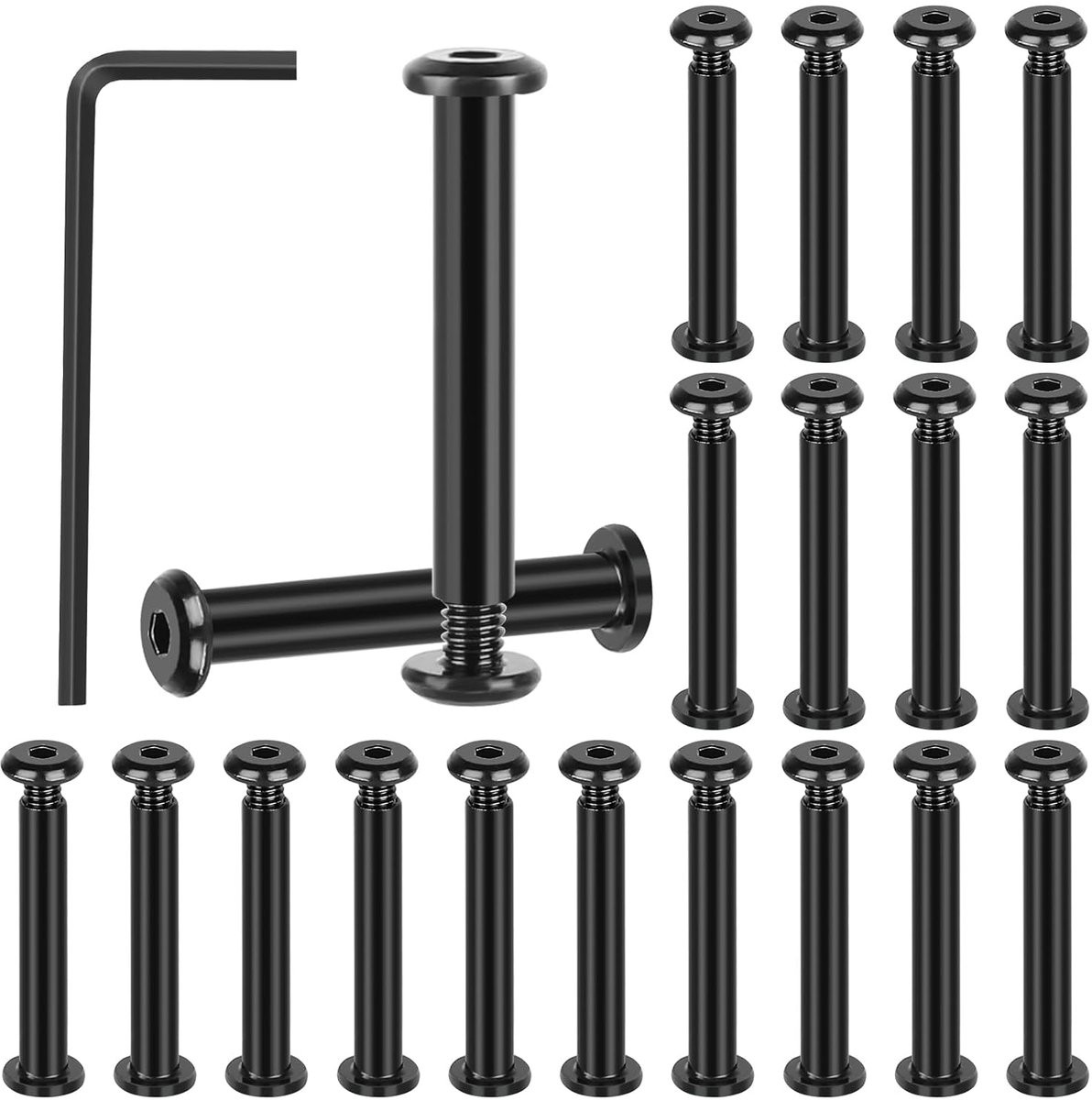 20 stuks roestvrijstalen verbindingsschroeven M4 x 30 mm met zeskantige sleutels voor meubels en kasten