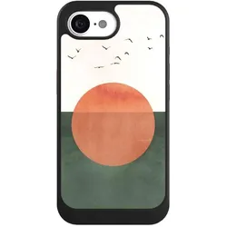 Nivocase Hülle für Apple iPhone 16e Handyhülle NIVOcore Case Schwarz Sonnenschein Sonnenuntergang Vogel (Apple iPhone 16e), Smartphone Hülle, Schwarz