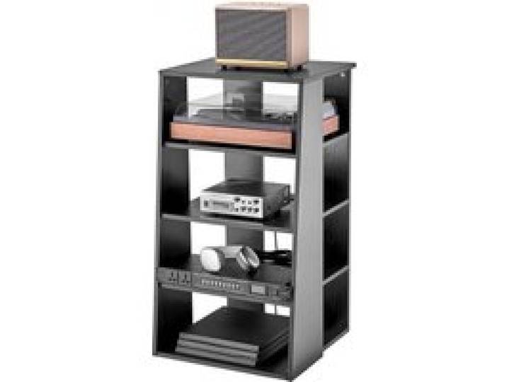 VEVOR Meuble Audio Visuel 5 Niveaux, Étagère Multimédia en Bois, Support Multimédia avec Hauteur Réglable, pour Lecteurs DVD/Décodeurs de Câbles/Consoles de Jeux, Salle d'Enregistrement, Noir