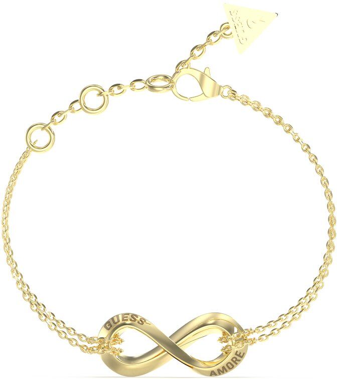 Guess Pulsera de cadena amore de acero. Oro