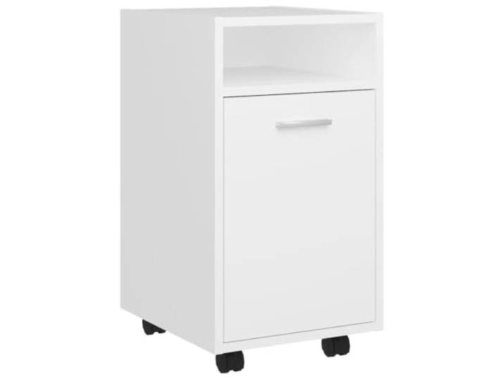 KUPTYERFG Beistellschrank mit Rollen Weiß 33x38x60 cm Rollwagen Flexibler Nachttisch für Schlafzimmer und Wohnzimmer, wendbare Tür, feststellbare Rollen und offenes Ablagefach.