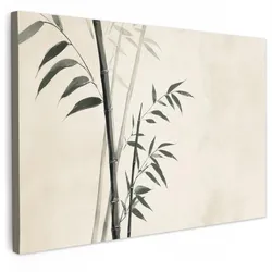 LEINWANDBILD Japandi - Bambus - Beige Deko Schlafzimmer 30x20 cm