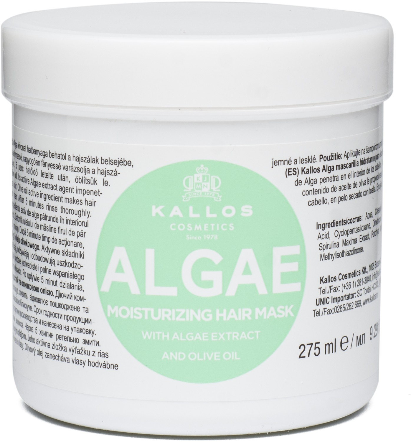 Kallos KJMN Algae Moisturizing Hair Mask 275 ml KA-KJMN2122