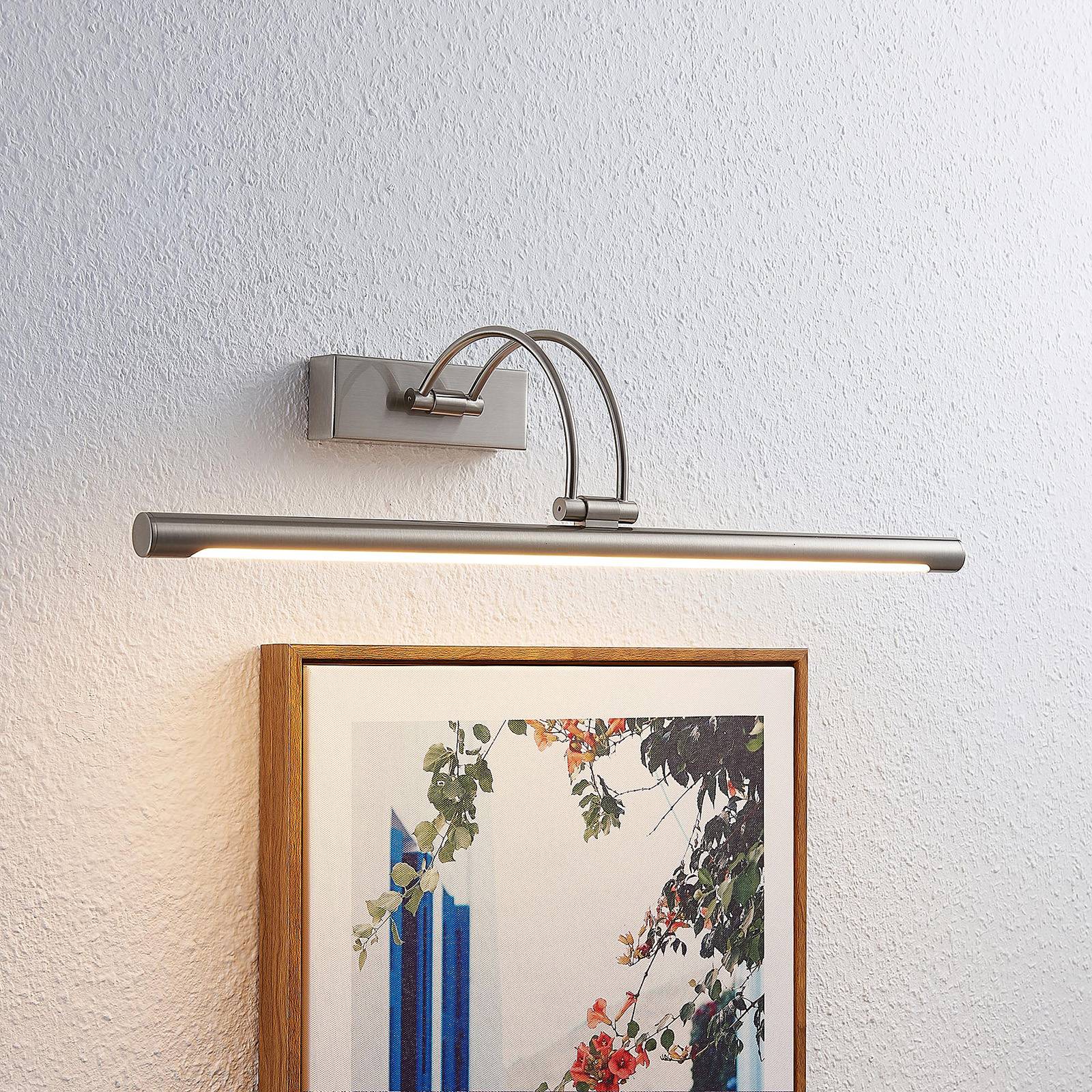 Lucande LED picture light Dimitrij, nickel, metal, 54cm Dimitrij, Alu / grey / zinc, Living / Dining Room, metal, Modern, Wall Light
