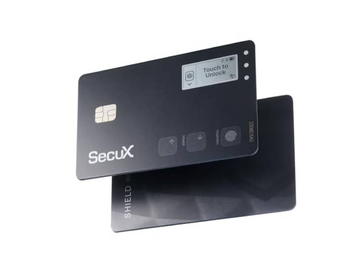 SecuX Shield Bio Crypto Hardware Wallet - Veilige biometrische verificatie, koude opslagkaart voor NFT, Bitcoin, Ethereum, ERC20, BEP20, enz., Flat Black, Compact