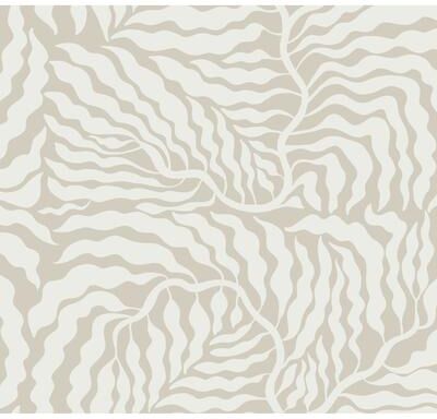 York Wallcoverings Fern Fronds Taupe & White Wallpaper