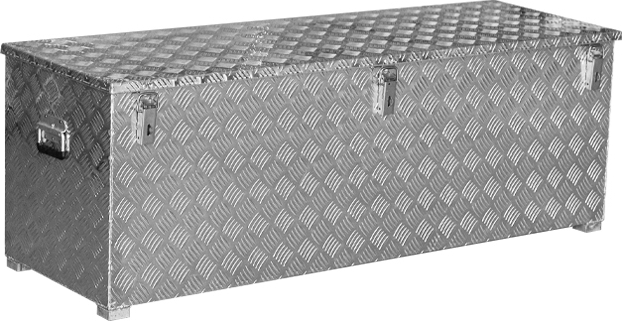Alu Transportkiste Mod. G - Riffelblech mit Gasdruckdämpfer - Außenmaß LxBxH: 1522 x 519 x 517 mm, Rauminhalt: 375 l