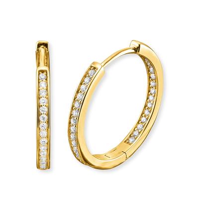 Paar Creolen ENGELSRUFER "Keep it so simple", gold (gelbgoldfarben, kristallweiß, kristallweiß), Ohrringe, Damen, 24mm, Silber 925 (Sterlingsilber), mit Zirkonia (synth.)