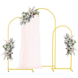 VEVOR Hochzeitsbogen, 3er-Set, 1,2/1,5/1,8 m Hintergrundständer, goldfarbener Metall-Ballonbogen für Hochzeiten, Geburtstagsfeiern, Abschlussfeiern, Feiertage & Zeremoniendekoration