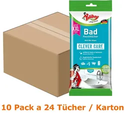 Poliboy XXL Bad Feuchttücher Karton Feuchttücher 10 Pack a 24 Tücher, feuchte Tücher ideal fürs Badezimmer