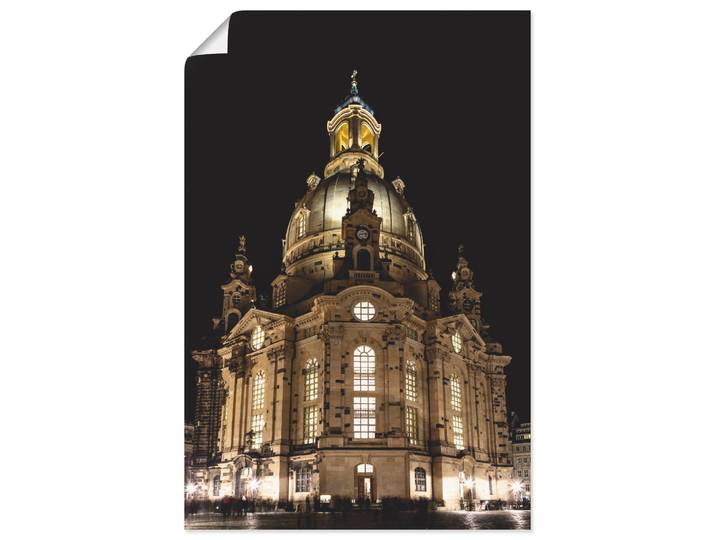 Poster ARTLAND Erleuchtete Frauenkirche in Dresden , beige (farbe bild(er): naturfarben), B:20cm H:30cm, Bilder, Poster, ohne Rahmen