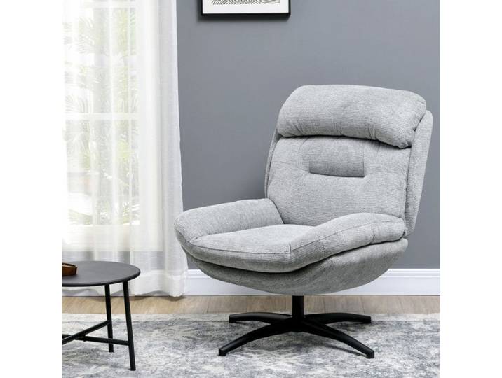 Fauteuil pivotant fauteuil lounge aspect chenille hydrofuge fauteuil relax rembourré avec accoudoirs intégrés pour le salon