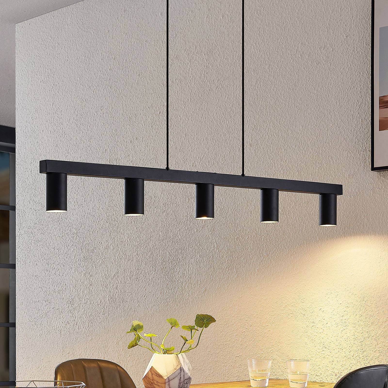 Pendant Light Baliko Lindby, dimmable, Black, Living / Dining Room, metal, Modern, Ceiling Light