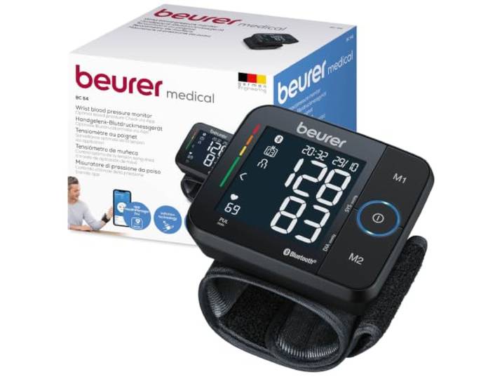 Beurer BC 54 Handgelenk-Blutdruckmessgerät mit Inflation-Technologie, farbiger Risiko-Indikator, Arrhythmie-Erkennung, Handgelenksumfang 13,5-21,5 cm, mit App, Datenübertragung zu Apple Health und co.