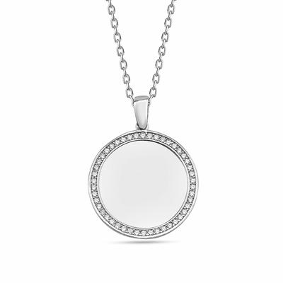 Kette mit Anhänger DKENIZ "925/- Sterling Silber rhodiniert Kreis Plättchen", weiß, Halsketten, Damen, 40cm+3cm, Silber 925 (Sterlingsilber), L: 43 B: 20mm, glänzend, Ketten mit Anhänger, B:20mm