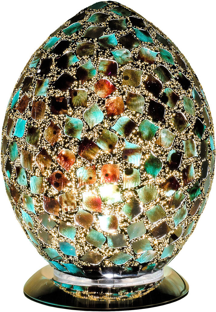 House Additions Mosaic Glass Egg 30cm Novelty Lamp Green 30cm H X 22cm W X 22cm D