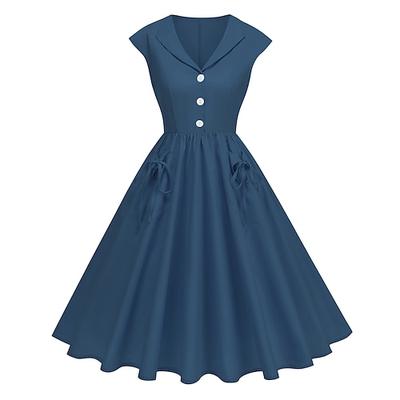 Elegant Klassisch 1950er Midlänge A-Linie Kleid Swing-Kleid Ausgestelltes Kleid Ärmellos A-Linie Kostüm Damen Karneval Valentinstag Maskerade Urlaub Alltagskleidung Junggesellinnenabschiedsparty