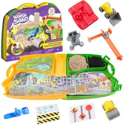 Kinetic Sand Deluxe Baustellen-Koffer mit 794 g Sand, Fahrzeugen und Zubehör