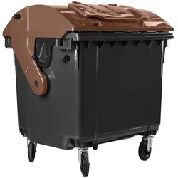 Hardwex Müllcontainer 1100 l Schwarz mit braunem Runddeckel, Deckel im Deckel