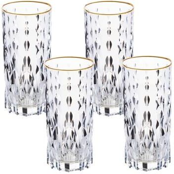 Lorren Home Trends Marilyn Gold High Ball Tumblers, Set of 4