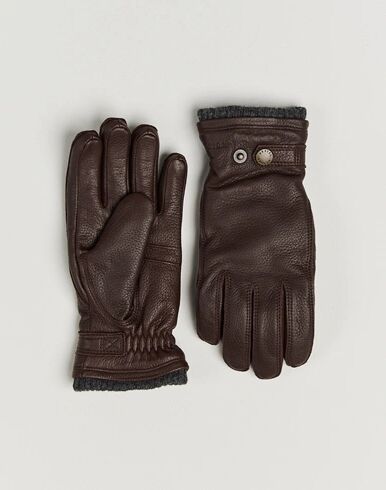 Hestra Utsjö Fleece Lined Buckle Elkskin Glove Espresso