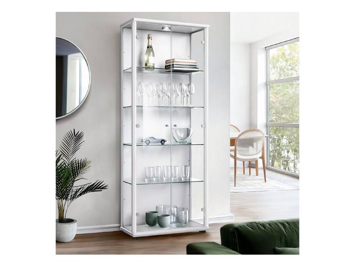 K-Möbel Glasvitrine C1019 (Glasvitrine (176x67x33 cm) mit 2 Glastüren) Glasvitrine Stehend