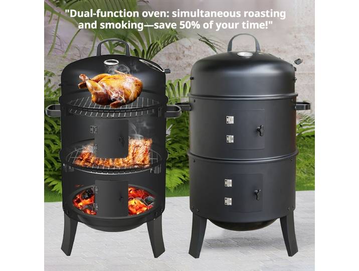 Barbecue fumoir à charbon à 3 niveaux, fumoir suspendu pour extérieur et maison, barbecue portable