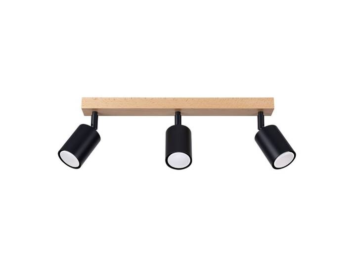 Plafonnier VERDO 3L noir 3xGU10 10W acier/bois 17.5x45x61cm Sollux Lighting