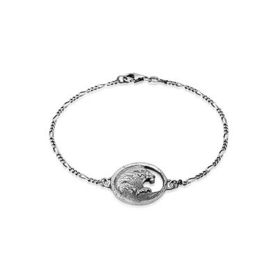 Armkette HAZE & GLORY "Armband Münze - Tide Welle Maritim 925 Silber" Gr. 180, silber, Armbänder, Herren, 180, Silber 925 (Sterlingsilber), Armkette