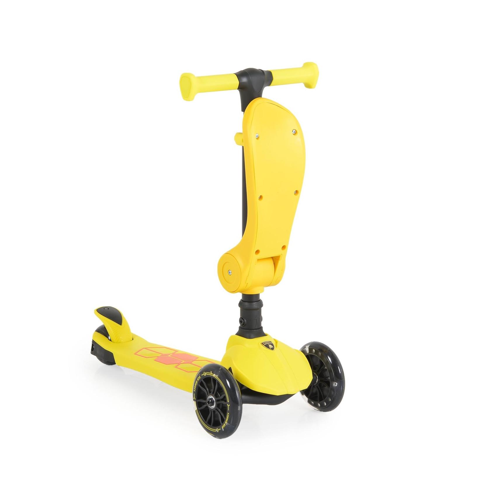 Moni Kinderroller 2 in 1 Lamborghini Laufrad, Lenkerhöhe verstellbar, klappbar gelb