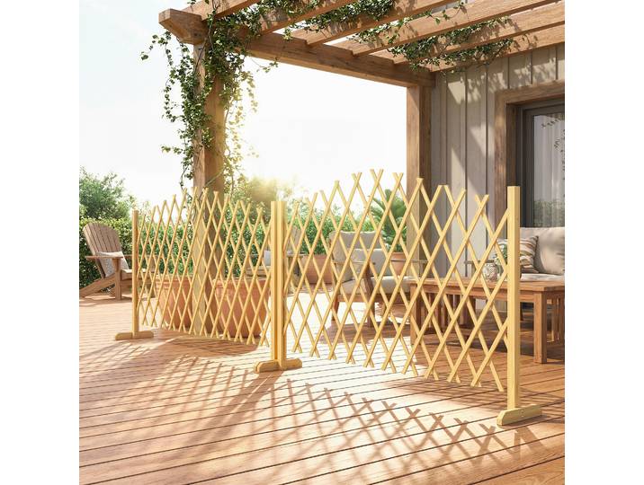 Outsunny 2 Panneaux Clôture Extensible Bois Extérieur 180x103cm