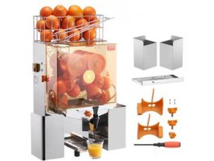 VEVOR Presse-Agrumes Électrique Commercial 120 W Extracteur de Jus Alimentation Automatique avec Filtre Seau de Collecte d'Épluchure et Robinet pour Orange Pamplemousse Restaurants Cafés Fruiteries