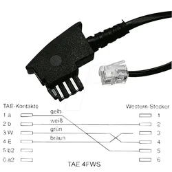 TAE 4FWS 6M - TAE Anschlusskabel, F Stecker / Modular Stecker, 6 m