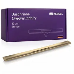 KESSEL Duschrinne Linearis Infinity aus Edelstahl V4A 45204.08 bodengleiche  Design-Duschrinne, individuell verlängerbar, 800 mm, Bronze gebürstet