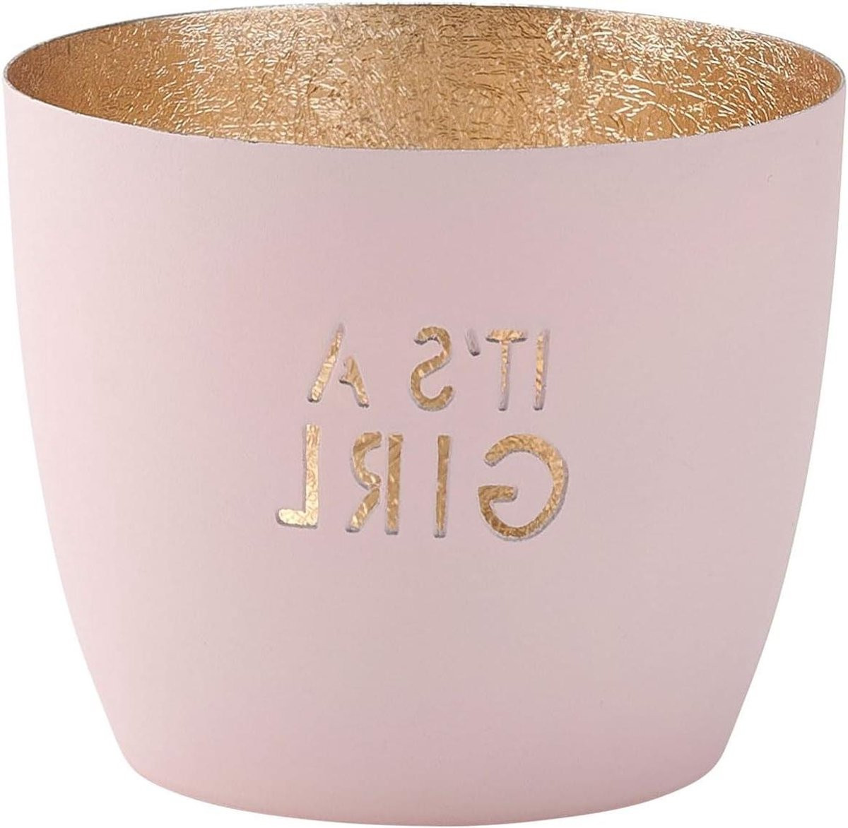Windlicht Madras Theelichthouder Kaarsenhouder Pastelroze met goud - 8.5 cm