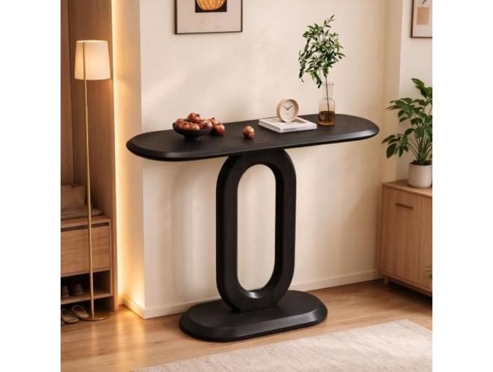 Konsolentisch Massivholz Flurtisch Schmal Eingangsbereich Beistelltisch Konsolentisch Massivholz Flurtisch Schmal Eingangsbereich O-Form Untergestell Wohnzimmer Sofatisch Nussbaum Optik Freistehend