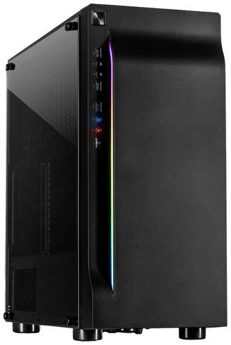 Inter-Tech A-3411 Creek - RGB Midi-Tower PC-Gehäuse Schwarz Staubfilter, Seitenfenster, Integrierte Beleuchtung