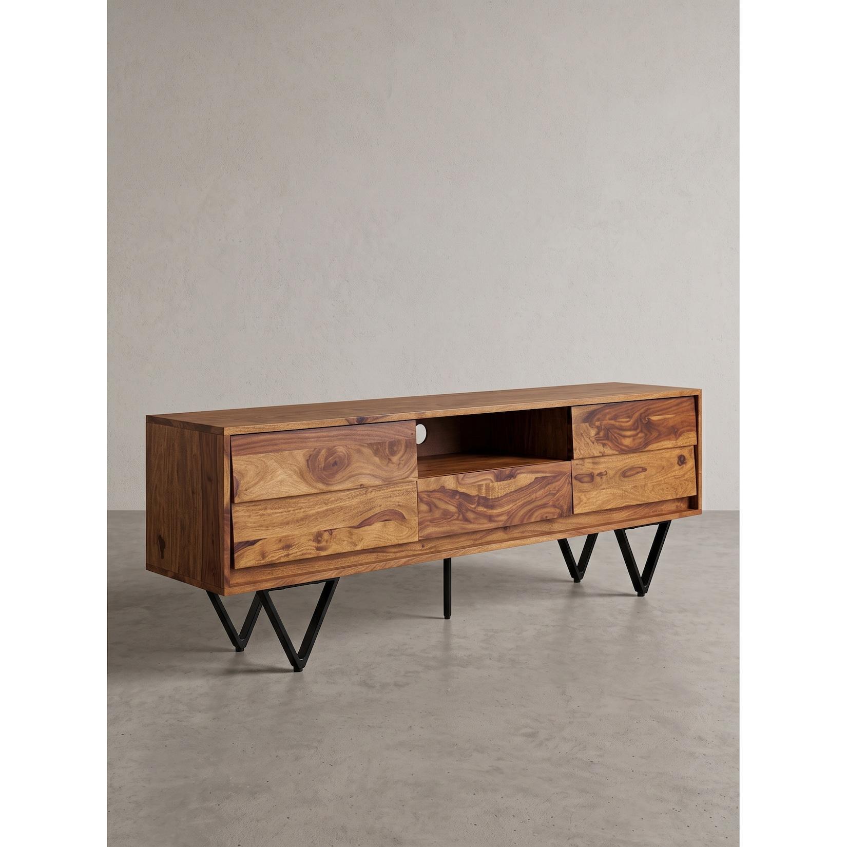Lowboard Dunkles Massivholz 160x35x56 cm - AREZZO Kadima Design