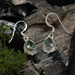 Drachensilber Ohrringe Mystik Quarz zarte Ohrringe Edelstein und 925 Silber - Silber;Lila