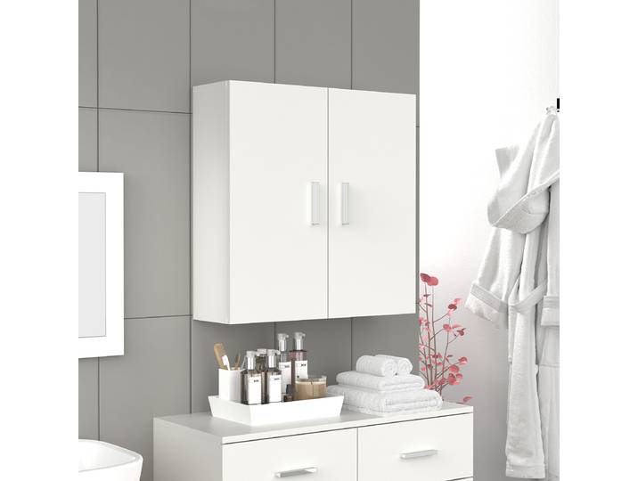 Meuble suspendu Zalo 60 x 60 x 18cm Blanc/Blanc
