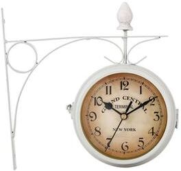 Discount Dollar Deals Double Sided Wall Clock, High Quality Durable Retro Metal Clock, Home Decor Garden Decoration Train Station white b