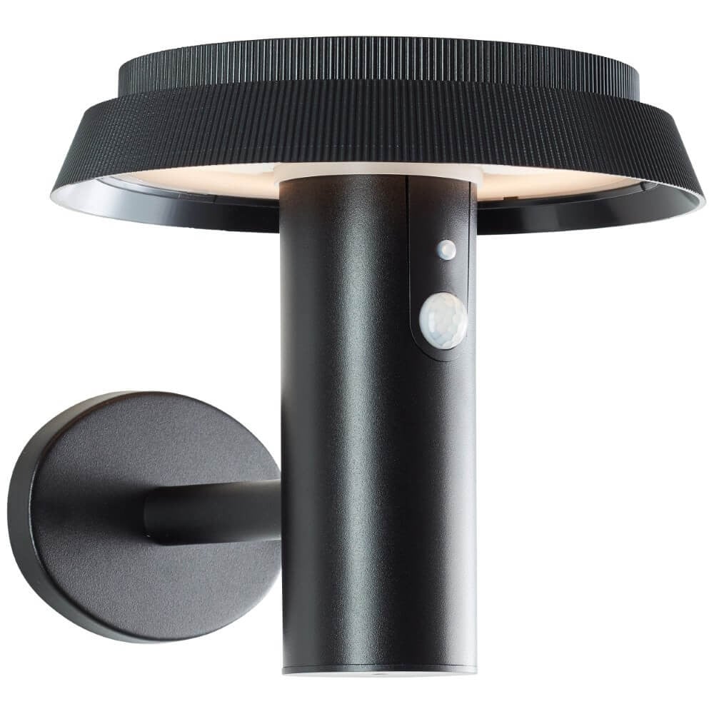 Brilliant Alvero zwarte solar buitenwandlamp met LED en bewegingssensor